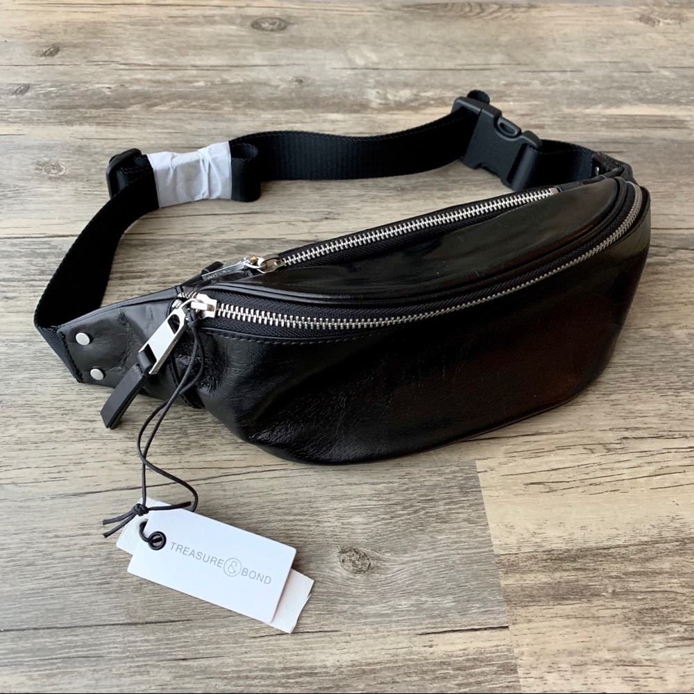 Treasure & Bond Black Leather Belt Bag Fanny Pack
